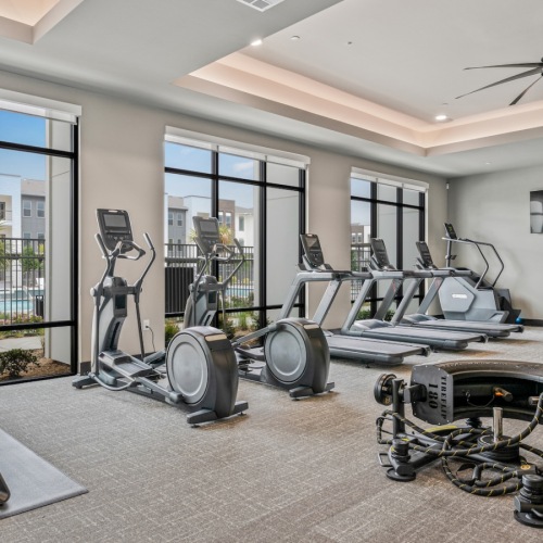 a gym with exercise equipment