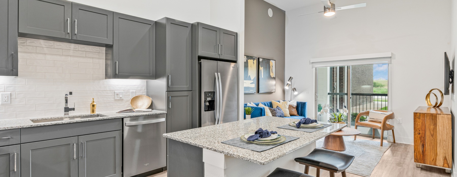 a kitchen with stainless steel appliances